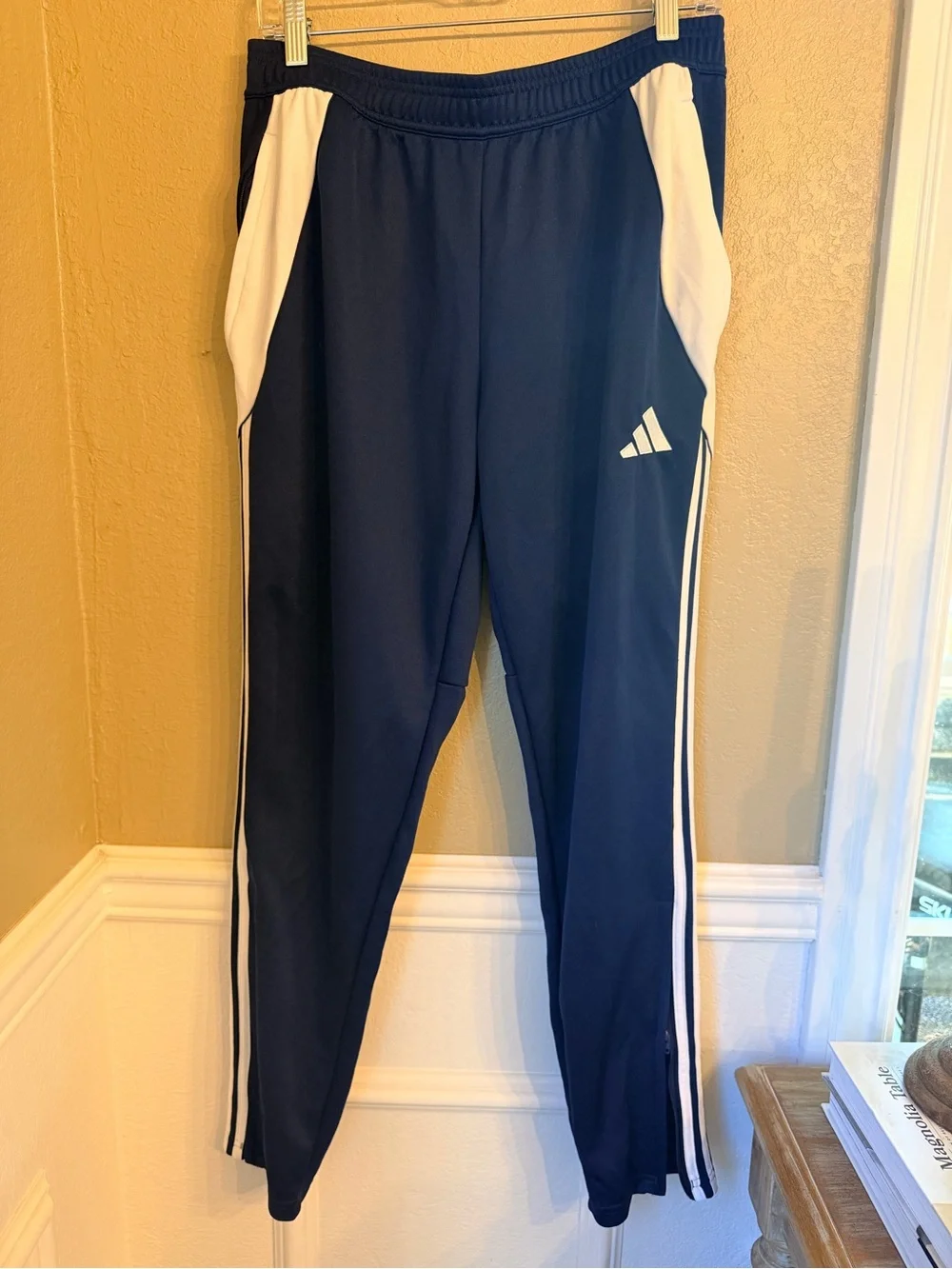 Adidas men’s Navy and White Athletic Track Pants